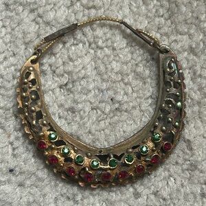 Indian Asian Nose Ring Gold Tone with Rhinestones Crescent Shape